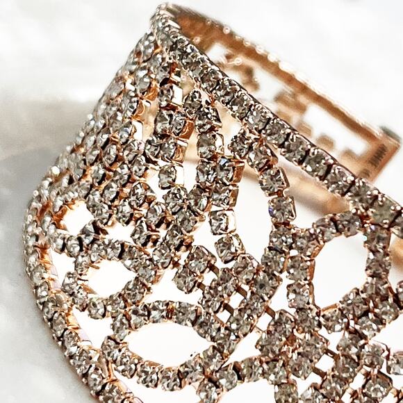 Anne Klein Rose Gold Pave Crystal Cuff Bracelet - Picture 3 of 7
